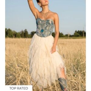 Cream Ruffled High-Low Maxi Skirt